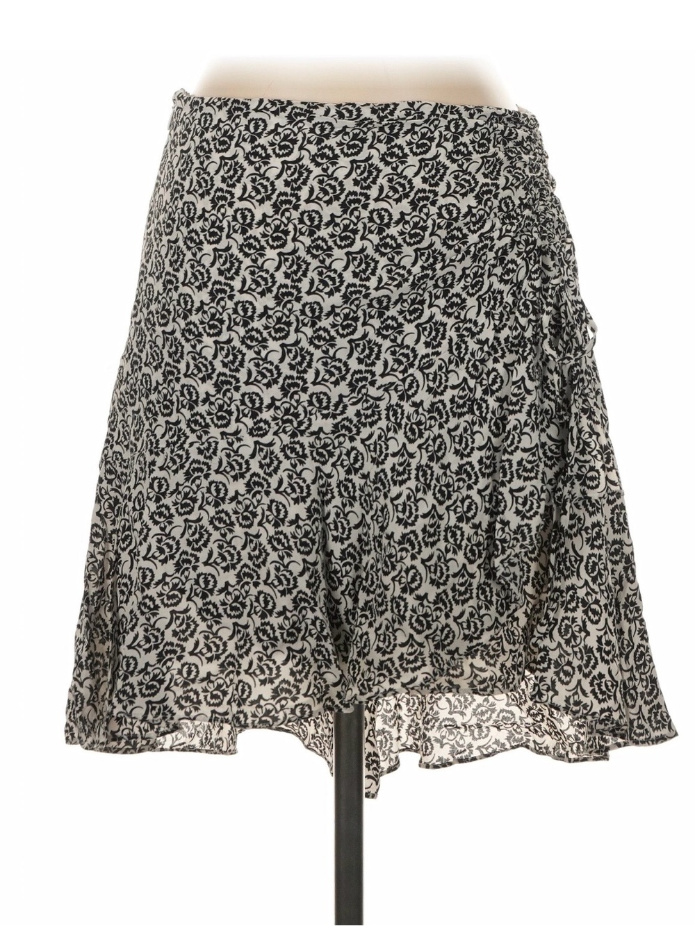 A.L.C. Black & White Asymmetrical Floral Ruffle Skirt